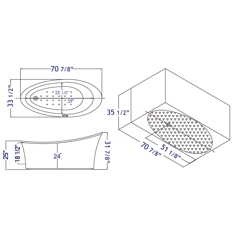 EAGO AM1800 6 ft White Acrylic Free Standing Air Bubble Bathtub