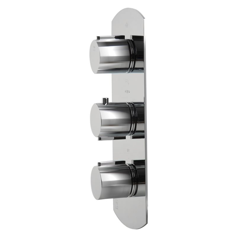 ALFI brand AB4101-PC Chrome 4-Way Thermostatic Valve Shower Mixer /w Round Knobs