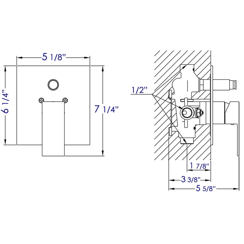 ALFI brand AB5601-BM Black Shower Valve with Square Lever Handle and Diverter