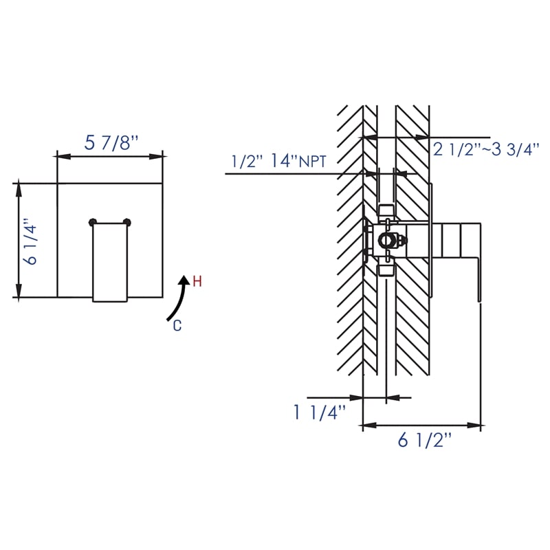 ALFI brand AB6701-PC Chrome Modern Square Pressure Balanced Shower Mixer