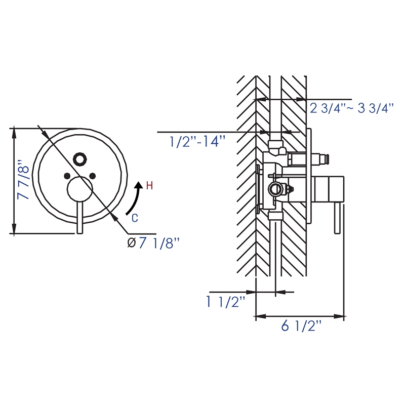 ALFI brand AB1701-PC Chrome Pressure Balanced Round Shower Mixer with Diverter