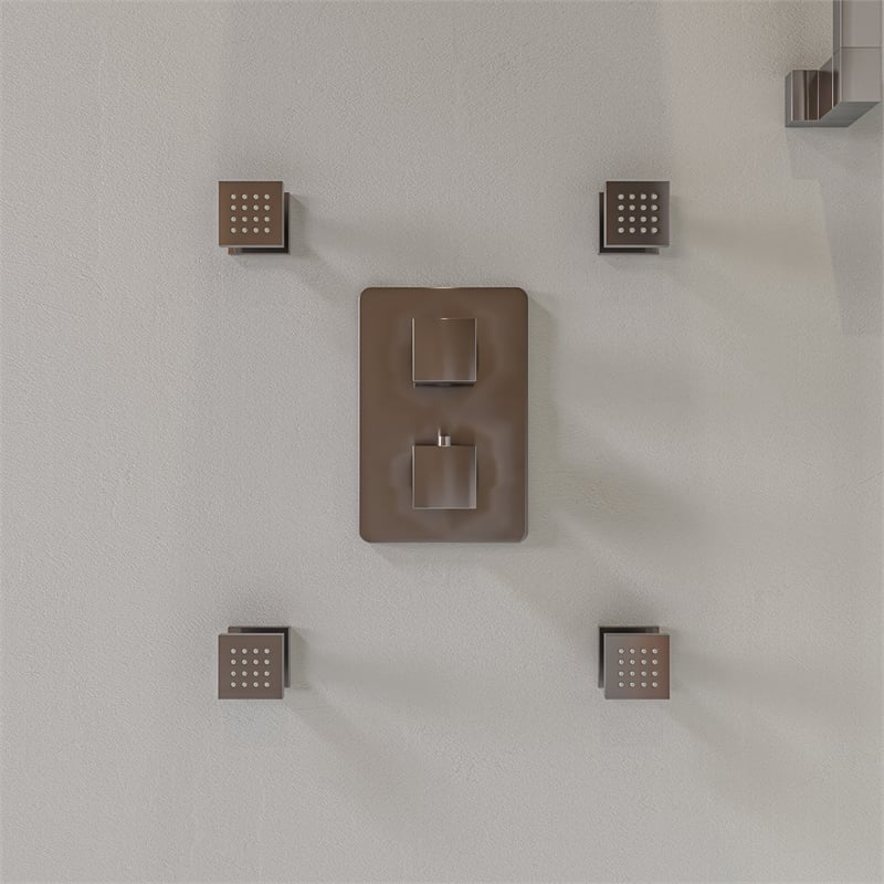 ALFI brand AB2287-BN Nickel 3 Way Thermostatic Shower Set with Body Sprays