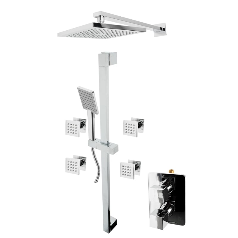 ALFI brand AB2287-PC Chrome 3 Way Thermostatic Shower Set with Body Sprays