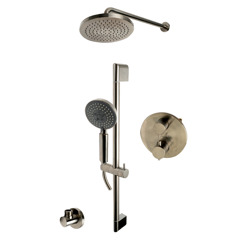 ALFI brand AB2545-BN Brushed Nickel Round Style 2 Way Thermostatic Shower Set