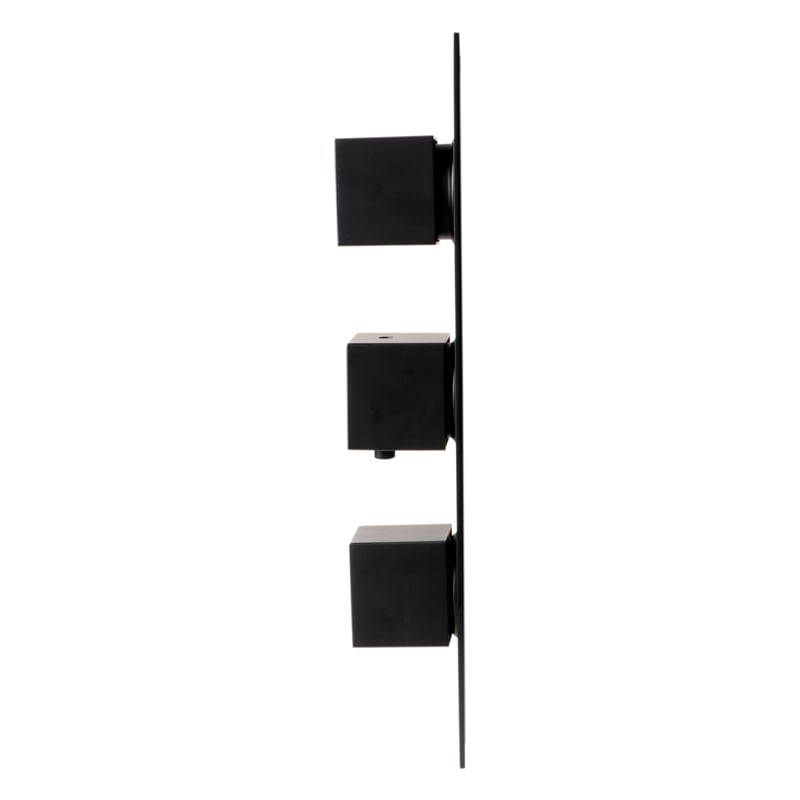 ALFI brand AB2801-BM Black 3-Way Thermostatic Valve Shower Mixer Square Knobs