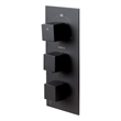 ALFI brand AB2801-BM Black 3-Way Thermostatic Valve Shower Mixer Square Knobs