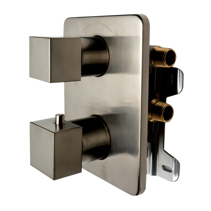 ALFI brand AB2830-BN Brushed Nickel 2 Way Thermostatic Square Shower Set