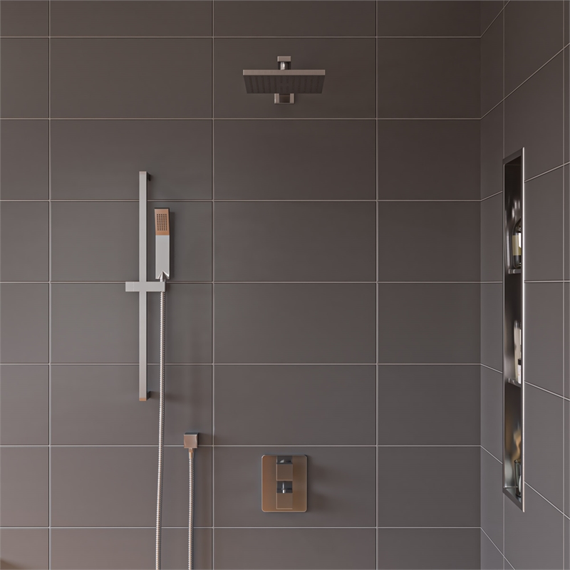 ALFI brand AB2830-BN Brushed Nickel 2 Way Thermostatic Square Shower Set