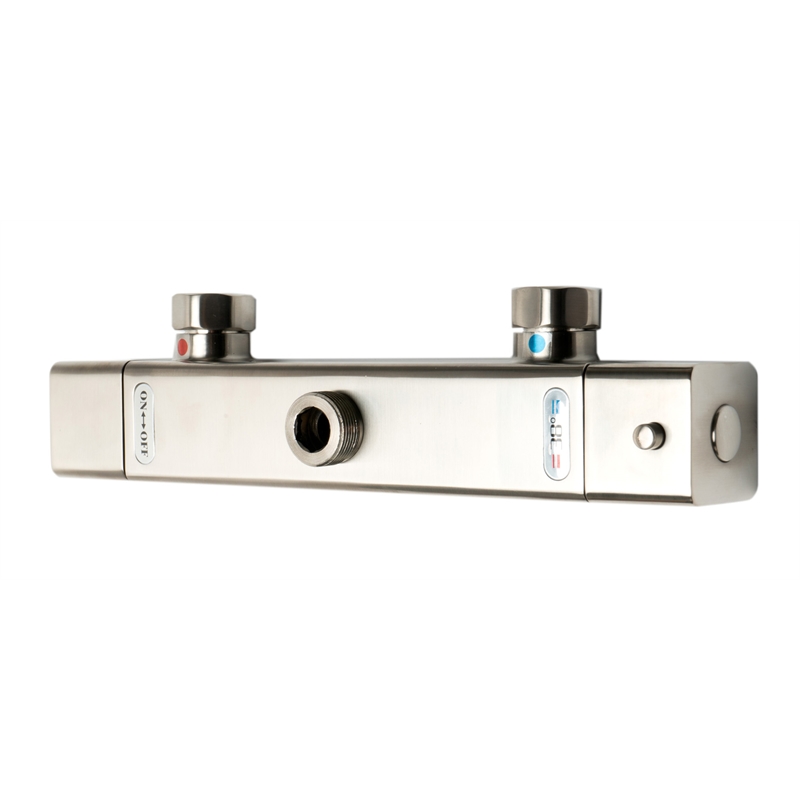 ALFI brand AB2862-BN Brushed Nickel Square Style Thermostatic Exposed Shower Set