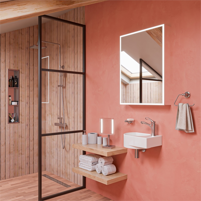 ALFI brand AB2862-BN Brushed Nickel Square Style Thermostatic Exposed Shower Set
