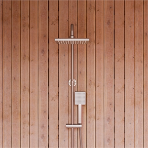 ALFI brand AB2862-BN Brushed Nickel Square Style Thermostatic Exposed Shower Set