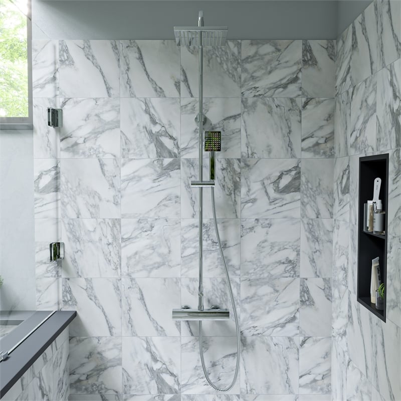 ALFI brand AB2862-PC Chrome Square Style Thermostatic Exposed Shower Set