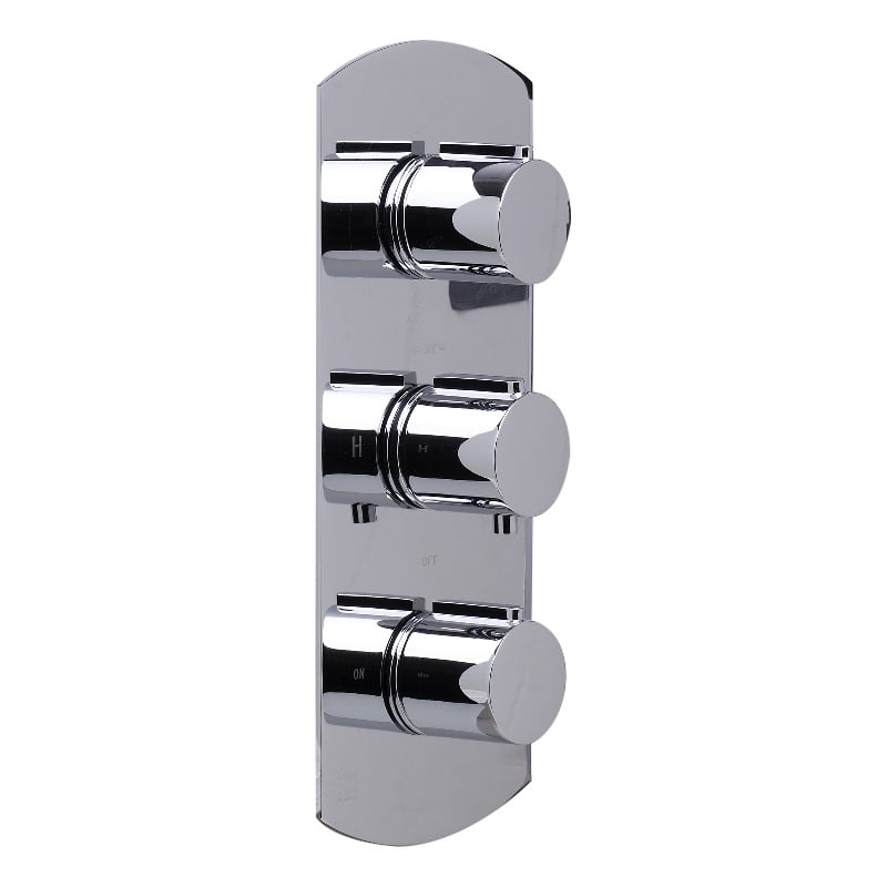ALFI brand AB4001-PC Chrome 3-Way Thermostatic Valve Shower Mixer Round Knobs