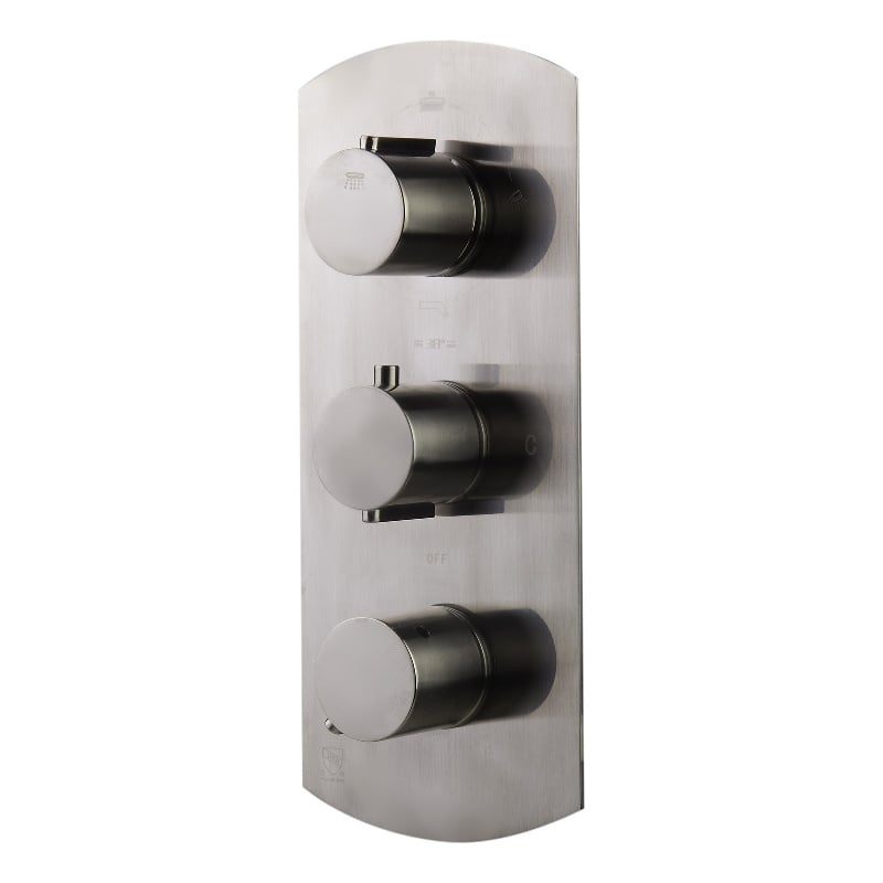 ALFI brand AB4101-BN Nickel 4-Way Thermostatic Valve Shower Mixer /w Round Knobs