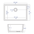 ALFI brand AB503UM-W 24 inch White Single Bowl Fireclay Undermount Kitchen Sink