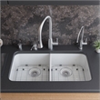 ALFI brand AB512UM-W 32 inch White Double Bowl Fireclay Undermount Kitchen Sink