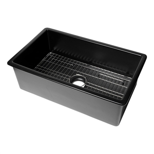 ALFI brand ABF3219SUD-BM Black 32&quot x 19&quot Fireclay Kitchen Sink w Grid