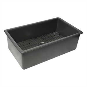ALFI brand ABF3219SUD-GM Grey 32&quot x 19&quot Fireclay Kitchen Sink w Grid