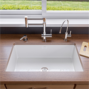 ALFI brand ABF3219SUD-W Fireclay White 32&quot x 19&quot Single Bowl Kitchen Sink w Grid