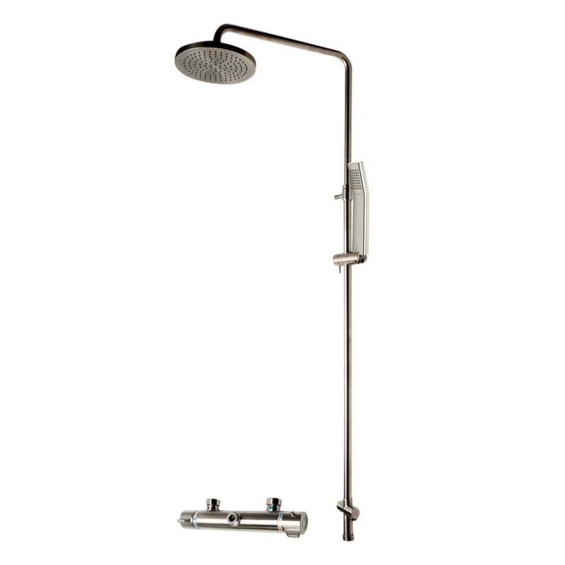 ALFI brand AB2867-BN Brushed Nickel Round Style Thermostatic Exposed Shower Set