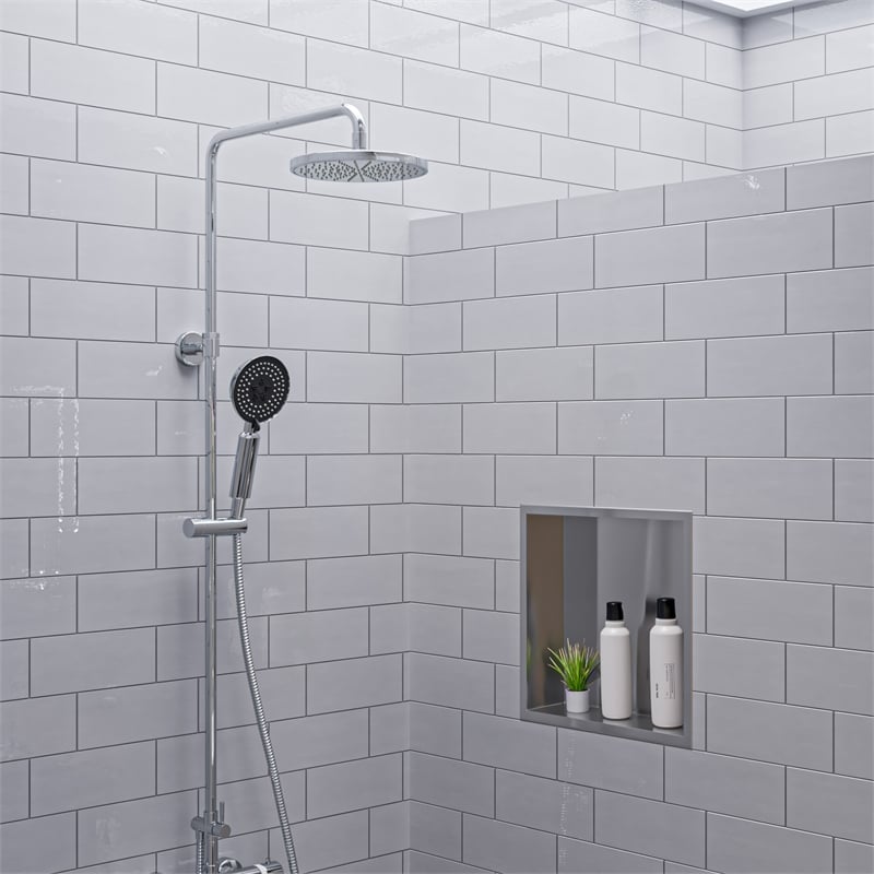 ALFI brand AB2867-PC Polished Chrome Round Style Thermostatic Exposed Shower Set