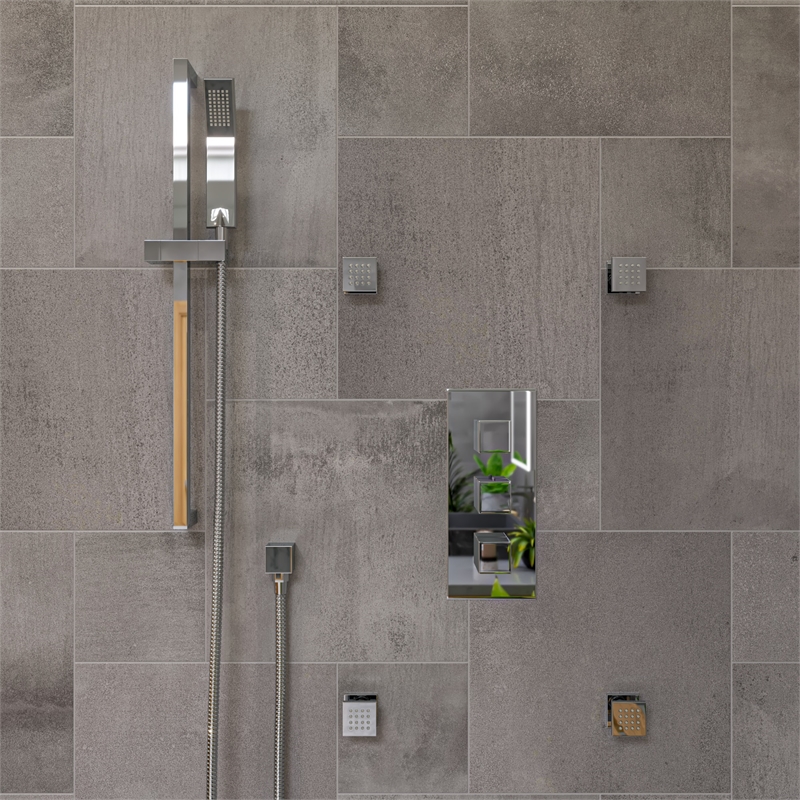 ALFI brand AB2901-PC 4-Way Thermostatic Valve Shower Mixer /w Square Knobs