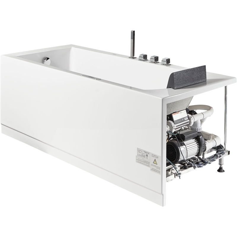 EAGO AM154ETL-L5 5 ft Acrylic White Rectangular Whirlpool Bathtub w Fixtures