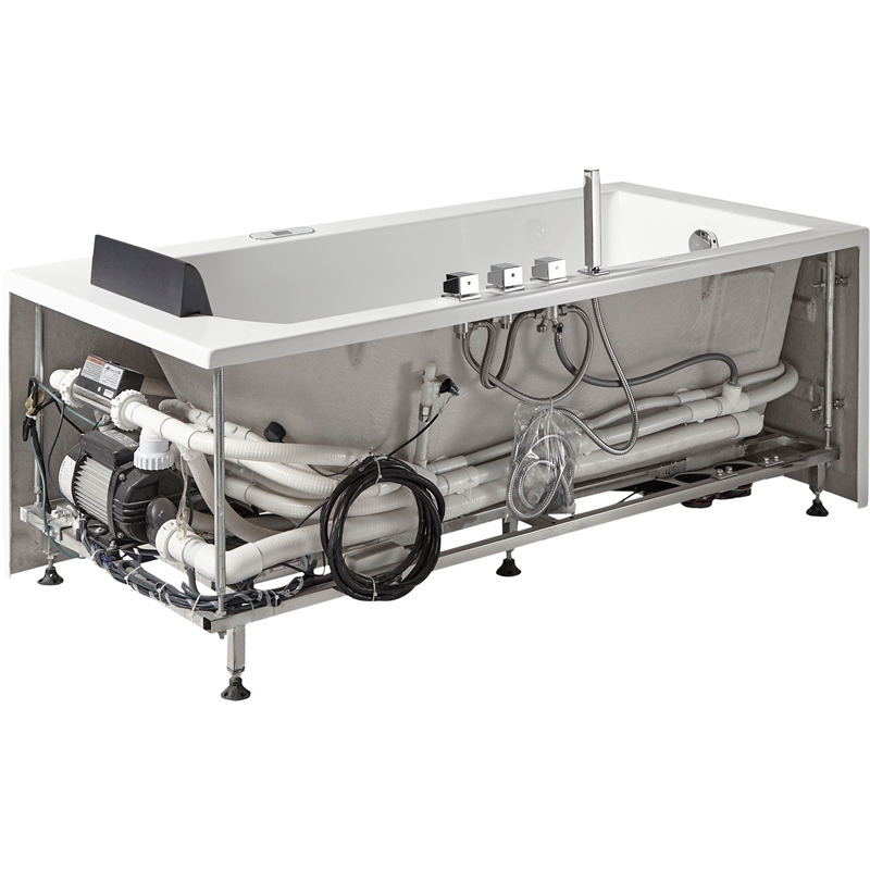 EAGO AM154ETL-L5 5 ft Acrylic White Rectangular Whirlpool Bathtub w Fixtures