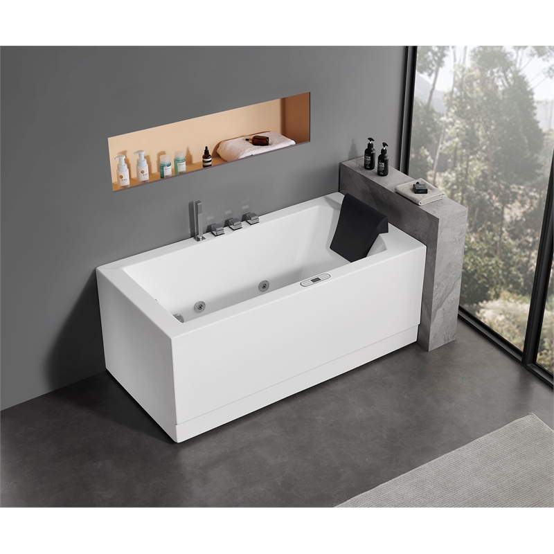 EAGO AM154ETL-L5 5 ft Acrylic White Rectangular Whirlpool Bathtub w Fixtures