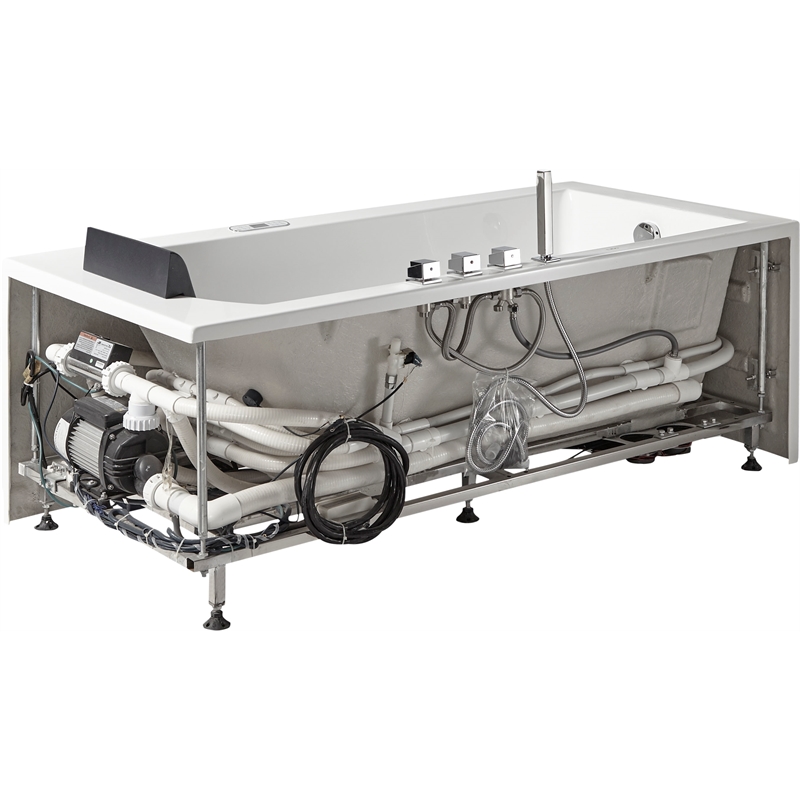 EAGO AM154ETL-L6 6 ft Acrylic White Rectangular Whirlpool Bathtub w Fixtures