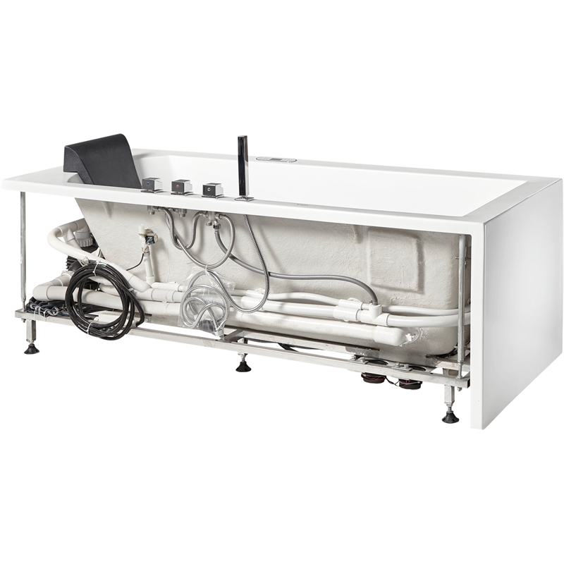 EAGO AM154ETL-L6 6 ft Acrylic White Rectangular Whirlpool Bathtub w Fixtures