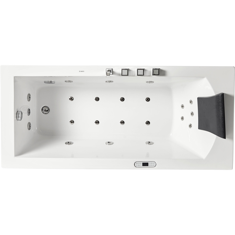 EAGO AM154ETL-L6 6 ft Acrylic White Rectangular Whirlpool Bathtub w Fixtures