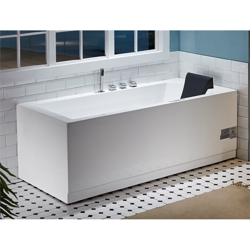 EAGO AM154ETL-L6 6 ft Acrylic White Rectangular Whirlpool Bathtub w Fixtures