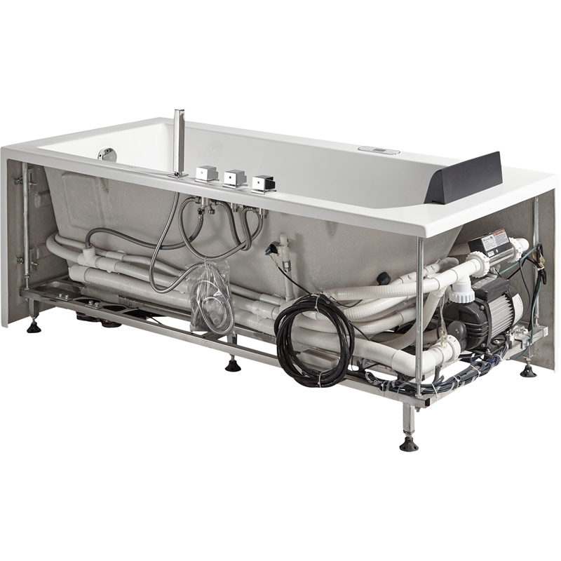 EAGO AM154ETL-R5 5 ft Acrylic White Rectangular Whirlpool Bathtub w Fixtures
