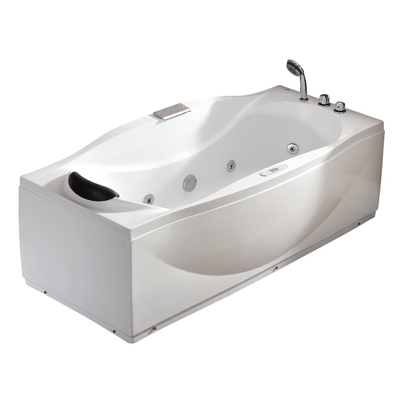EAGO AM189ETL-R 6 ft Left Drain White Acrylic Whirlpool Bathtub w Fixtures
