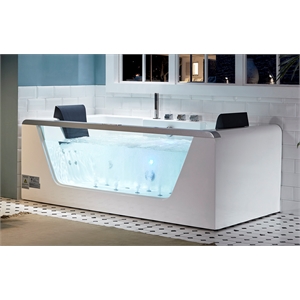 EAGO AM196ETL 6 ft Clear Rectangular White Acrylic Whirlpool Bathtub for Two