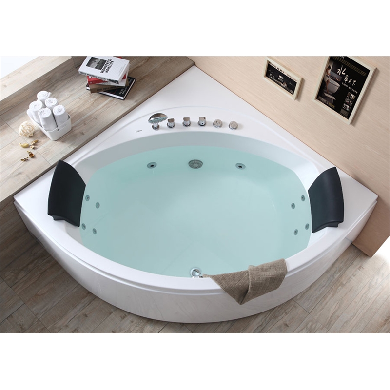 EAGO AM200 5' White Acrylic Rounded Corner Whirlpool Bath Tub with Fixtures
