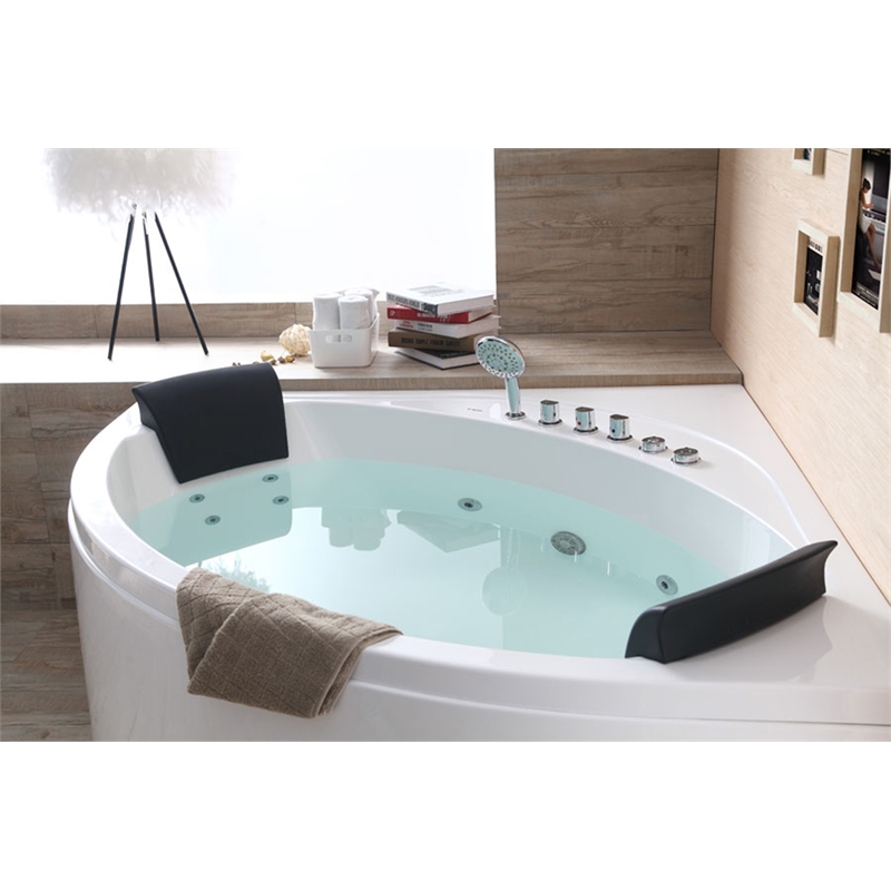 EAGO AM200 5' White Acrylic Rounded Corner Whirlpool Bath Tub with Fixtures