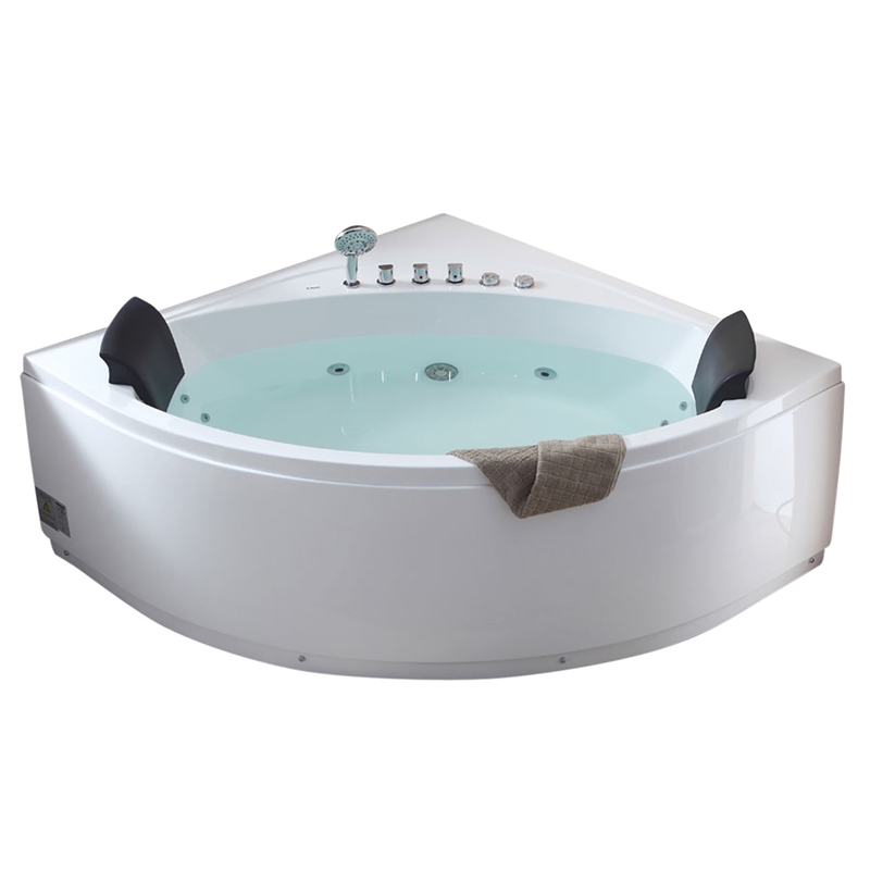 EAGO AM200 5' White Acrylic Rounded Corner Whirlpool Bath Tub with Fixtures
