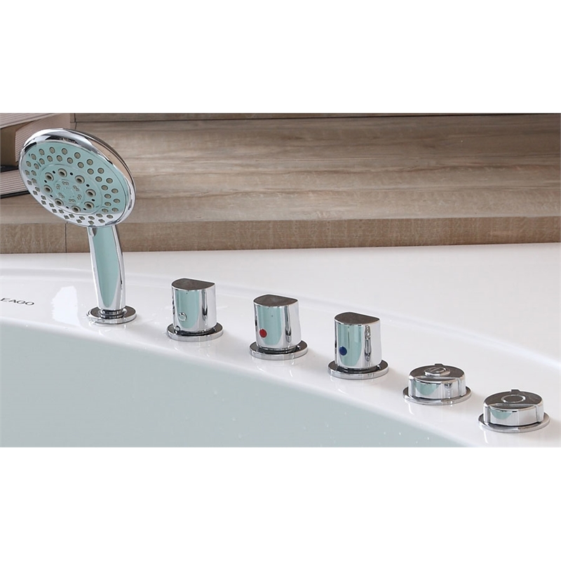 EAGO AM200 5' White Acrylic Rounded Corner Whirlpool Bath Tub with Fixtures