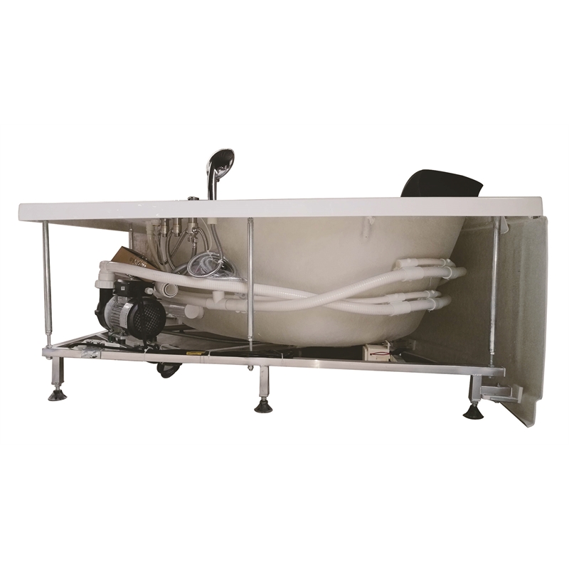 EAGO AM200 5' White Acrylic Rounded Corner Whirlpool Bath Tub with Fixtures