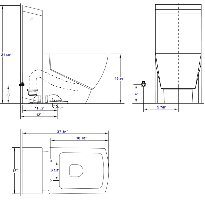 EAGO TB336 White Ceramic One Piece High Efficiency Low Flush Cermaic Toilet