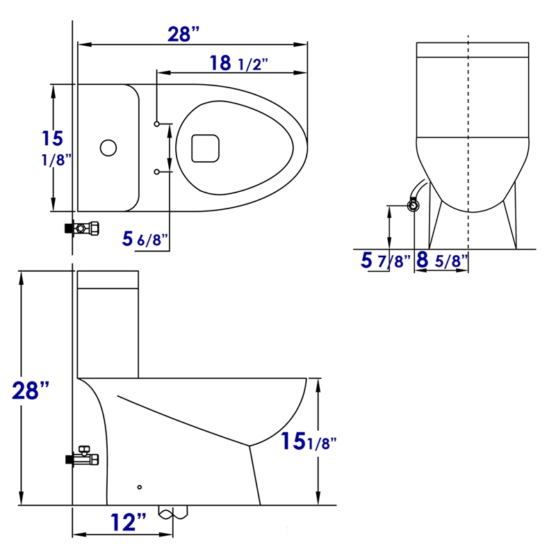 EAGO TB346 White Ceramic Modern Dual Flush One Piece Ceramic Toilet
