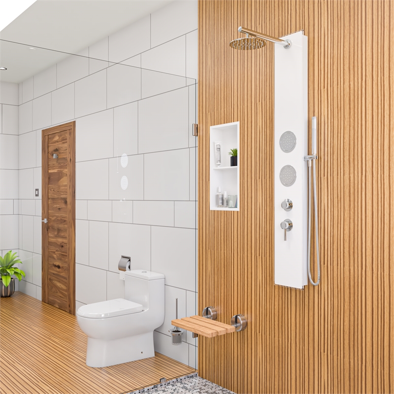 EAGO TB351 White Ceramic Dual Flush One Piece High Efficiency Ceramic Toilet