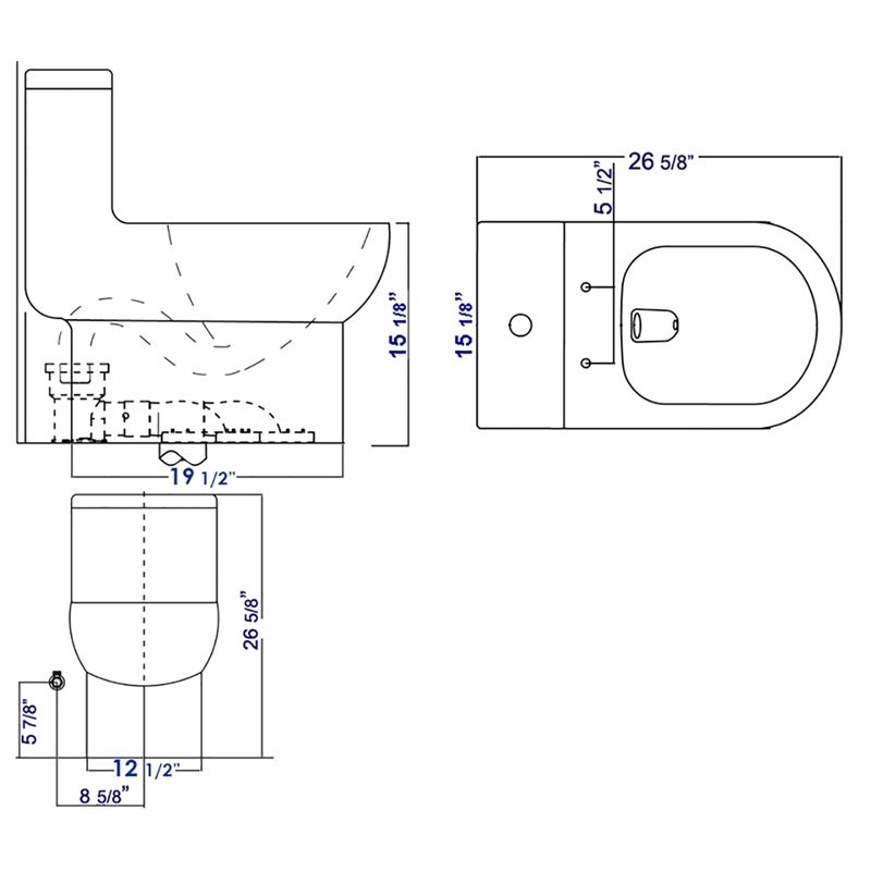 EAGO TB351 White Ceramic Dual Flush One Piece High Efficiency Ceramic Toilet