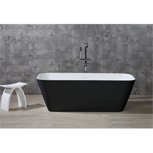 ALFI brand AB9952BM 67&quot Black & White Matte Rectangular Solid Surface Resin Soaking Bathtub