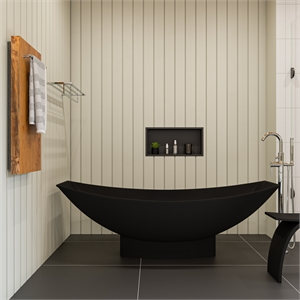ALFI brand AB9991BM Black Matte 71&quot Solid Surface Resin Free Standing Hammock Style Bathtub