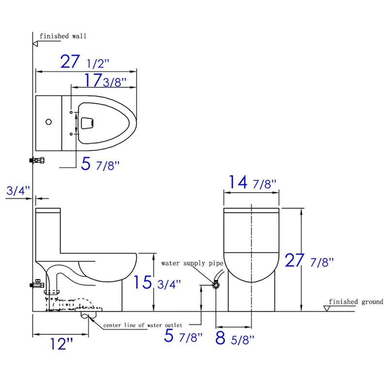 EAGO TB359 White Ceramic Dual Flush One Piece High Efficiency Ceramic Toilet