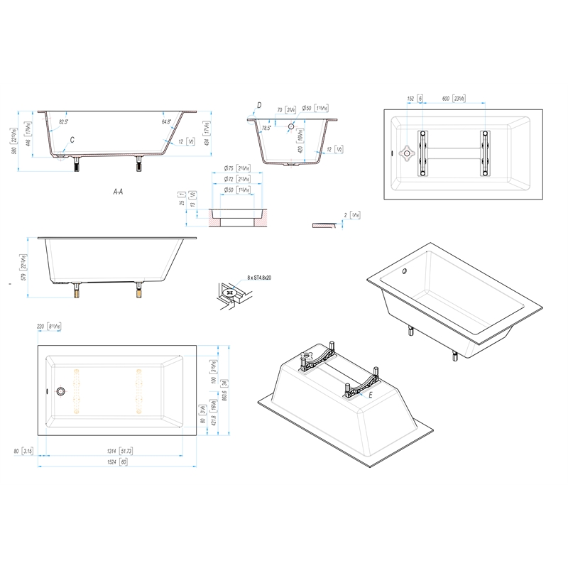 ALFI brand AB9933S White Resin Solid Surface 59