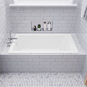 ALFI brand AB9933S White Resin Solid Surface 59&quot Rectangular Drop In Bathtub